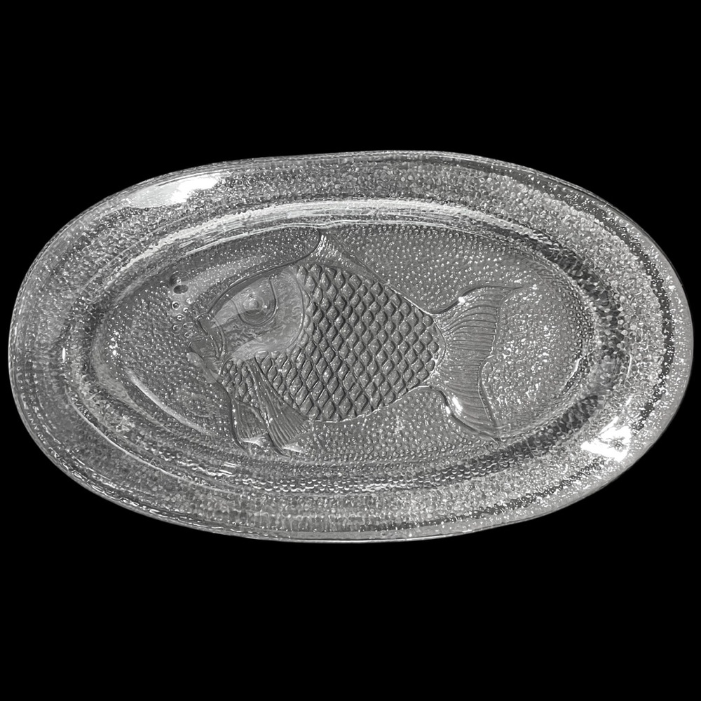 Vintage 1970s Kosta Boda Sweden Glass Freeform Fish Platter - Goran & Ann Warff